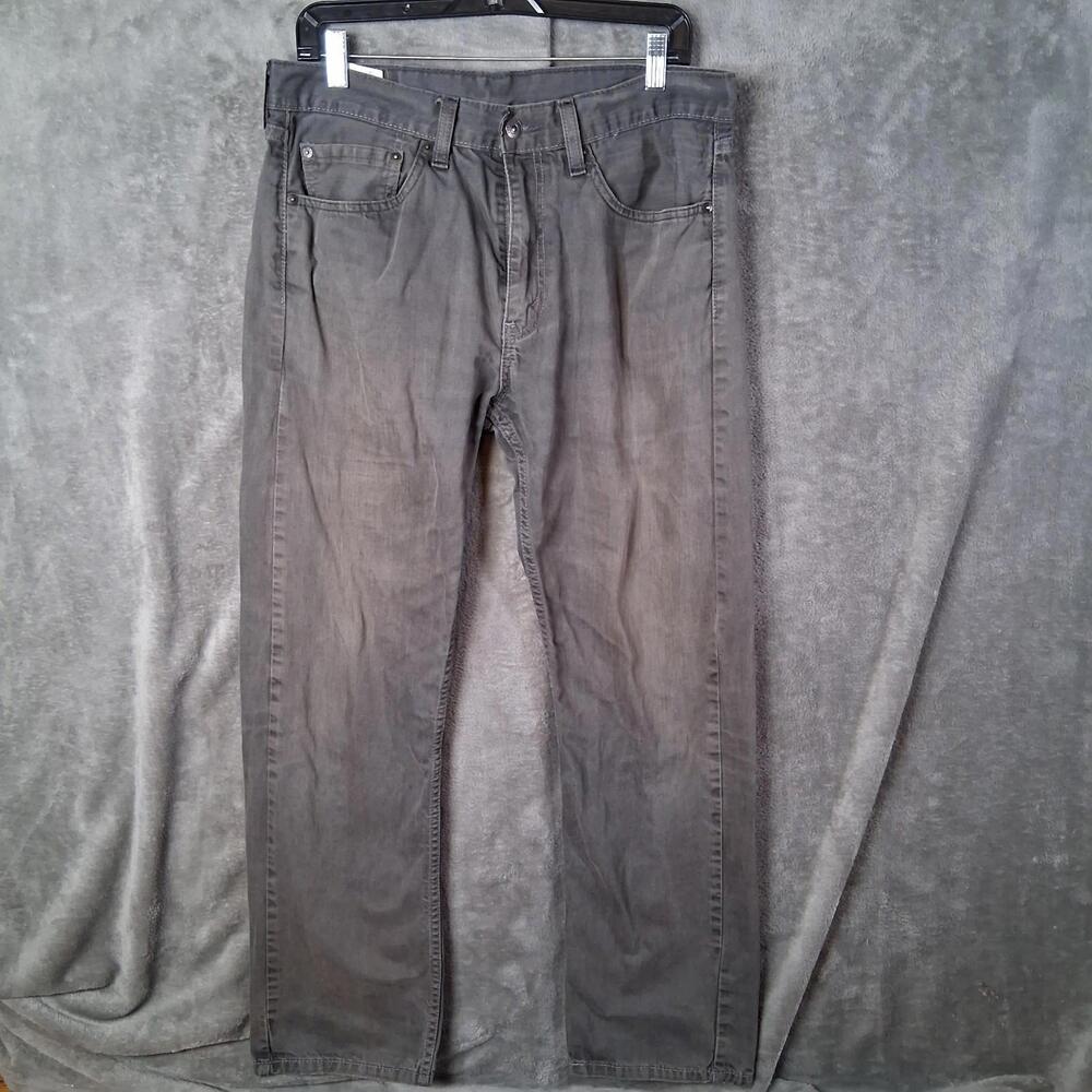 Levis 505 Mens 34x32 Classic  Straight Fit Graphite Grey Inseam 30.5 White Tab